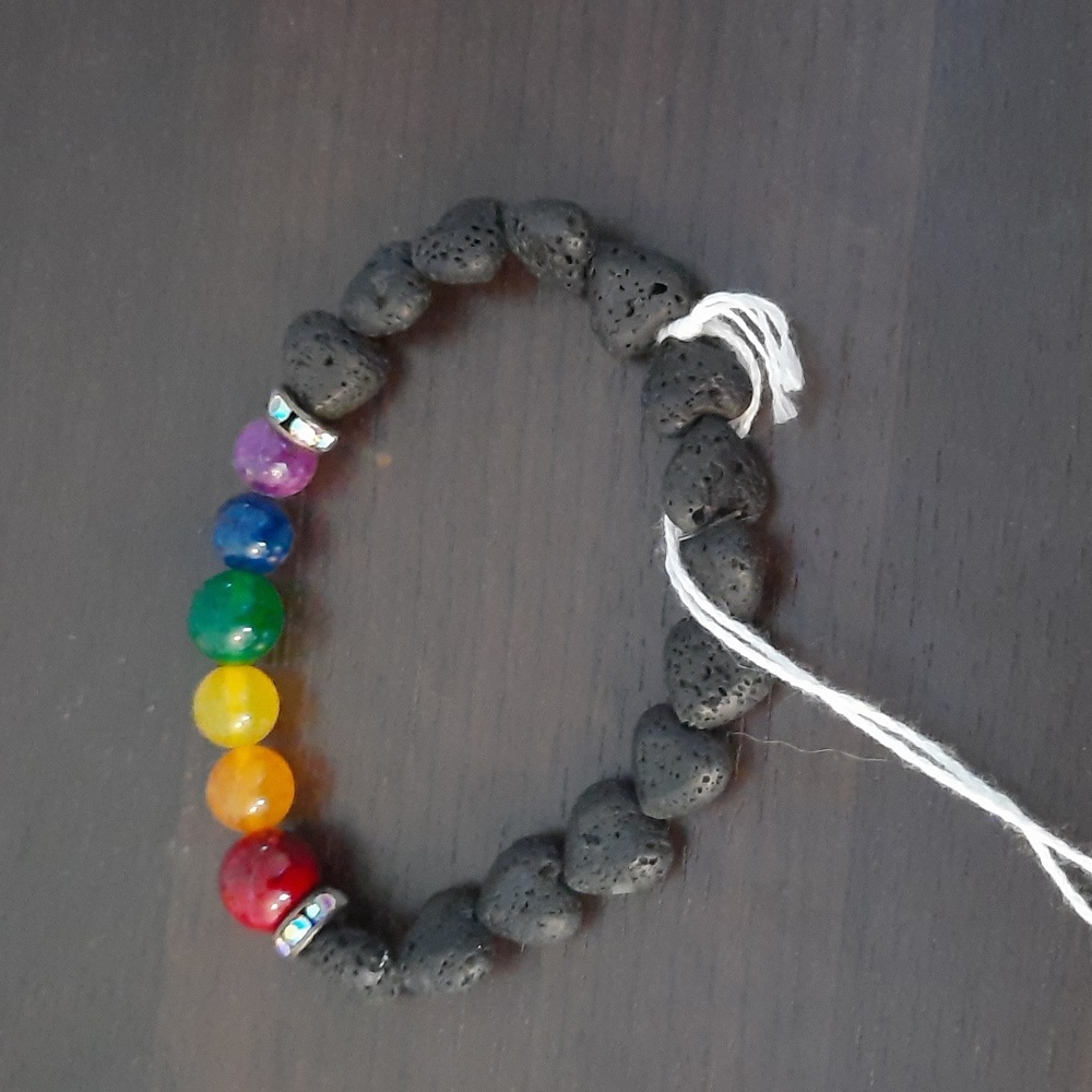 Rainbow with heart kava rock braclet